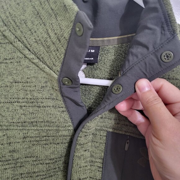 Under Armour UA Men's Medium Specialist Henley 2.0 Green Black Pullover Warm - Picture 4 of 10